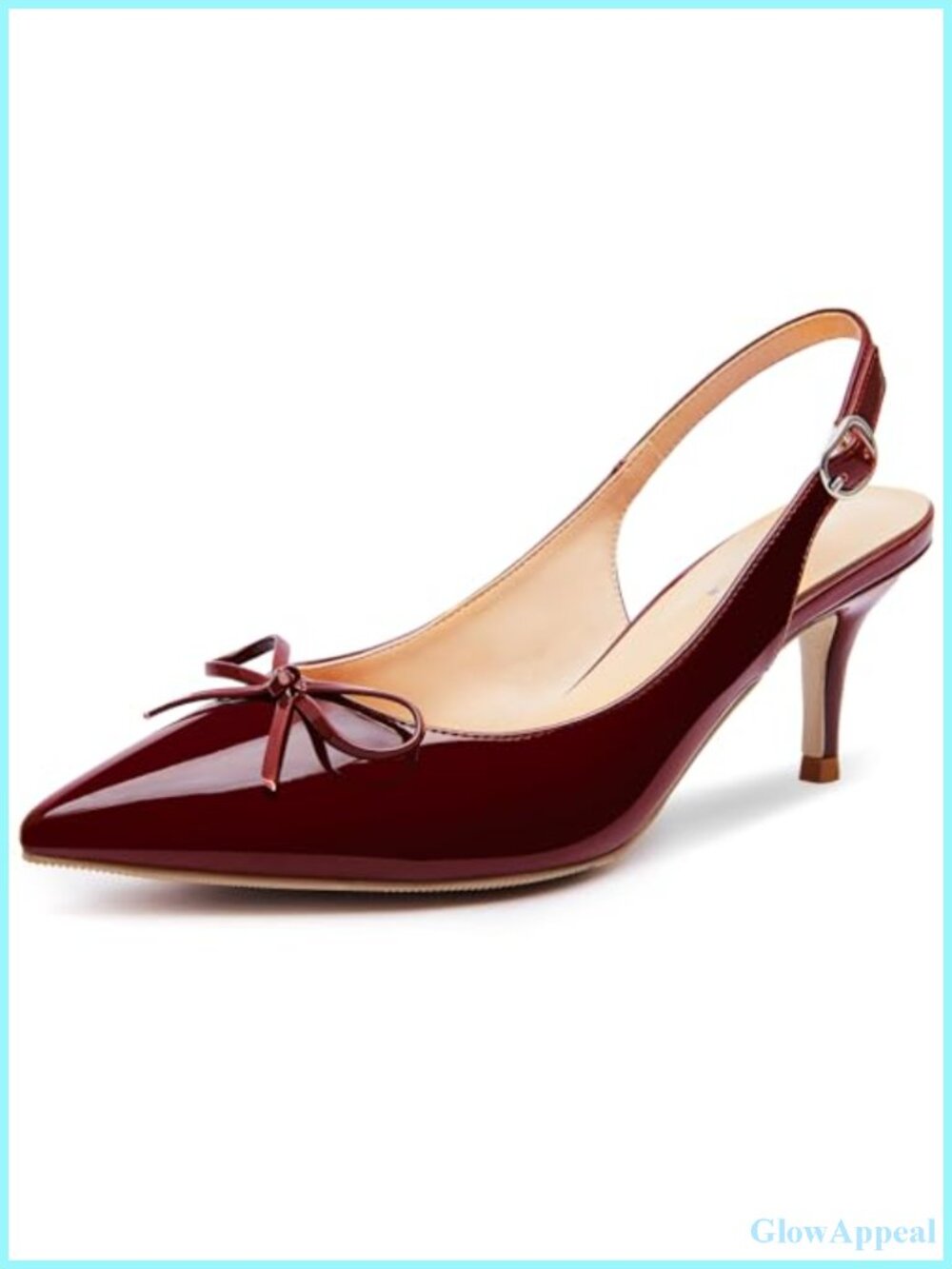 Women's Slingback Kitten Heels Bow Pointed Toe Dress Pumps